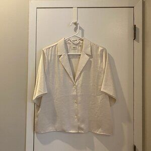 Aritzia Wilfred Beso Shirt | Light Birch | White | Size L